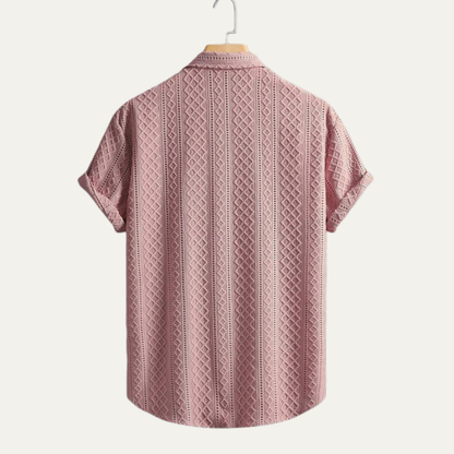 Men's Textured Button Up Shirt Casual Cotton