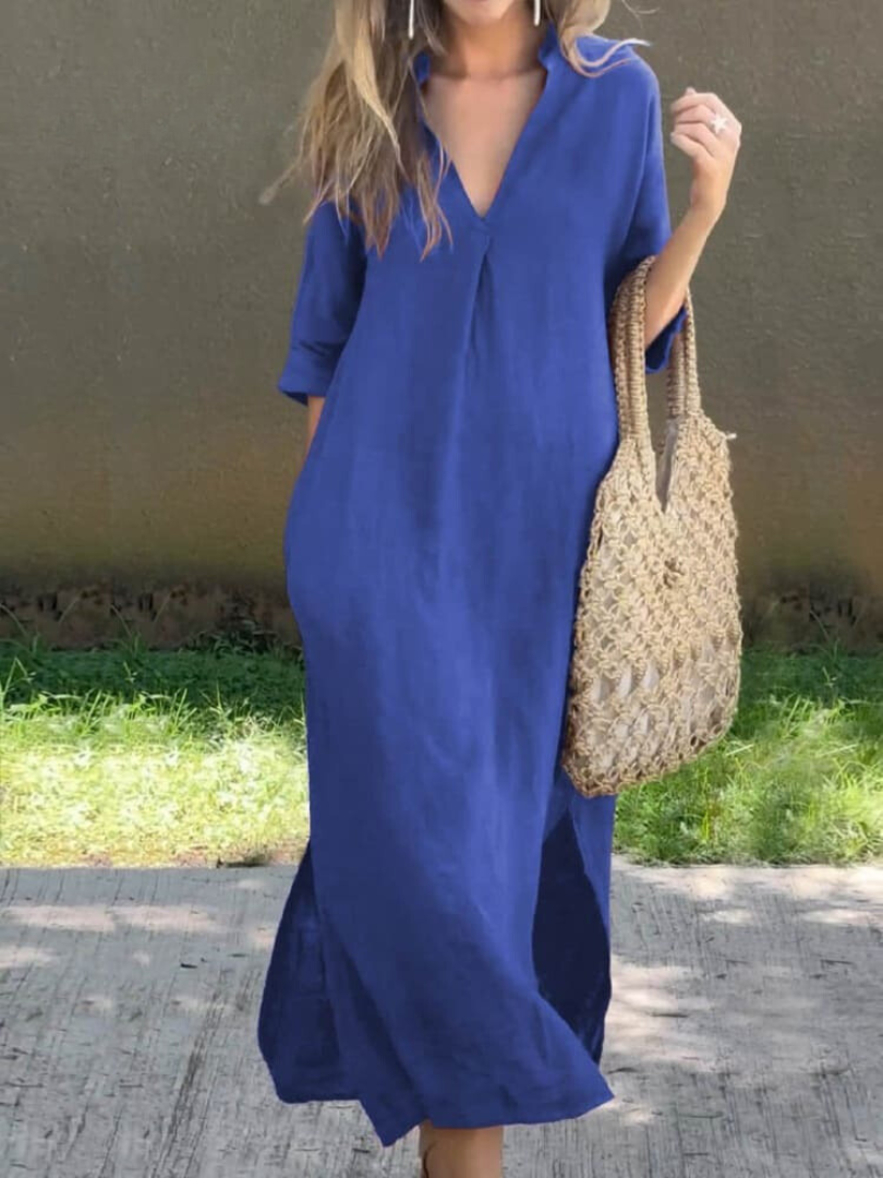 Women's Maxi Dress Cotton Elegant Floor Length