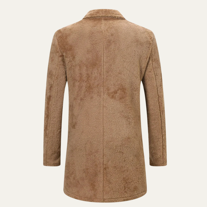Men's Double Breasted Plush Winter Coat Brown
