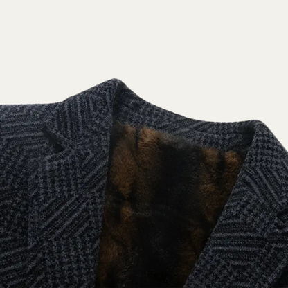 Men's Textured Fleece Lined Winter Blazer