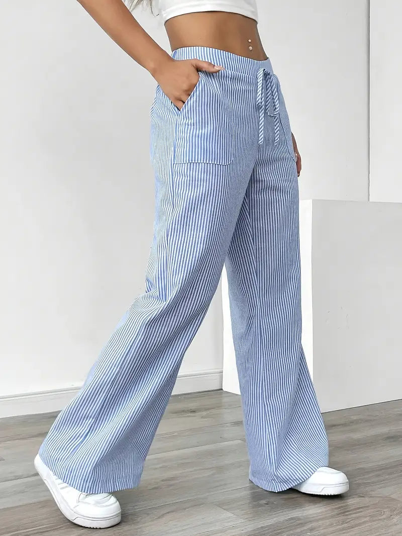 Relaxed Wide-Leg Stripe Trousers