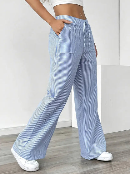Relaxed Wide-Leg Stripe Trousers