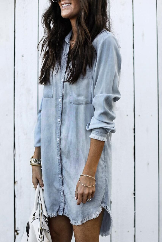 Women's Long Sleeve Casual Shirt Dress