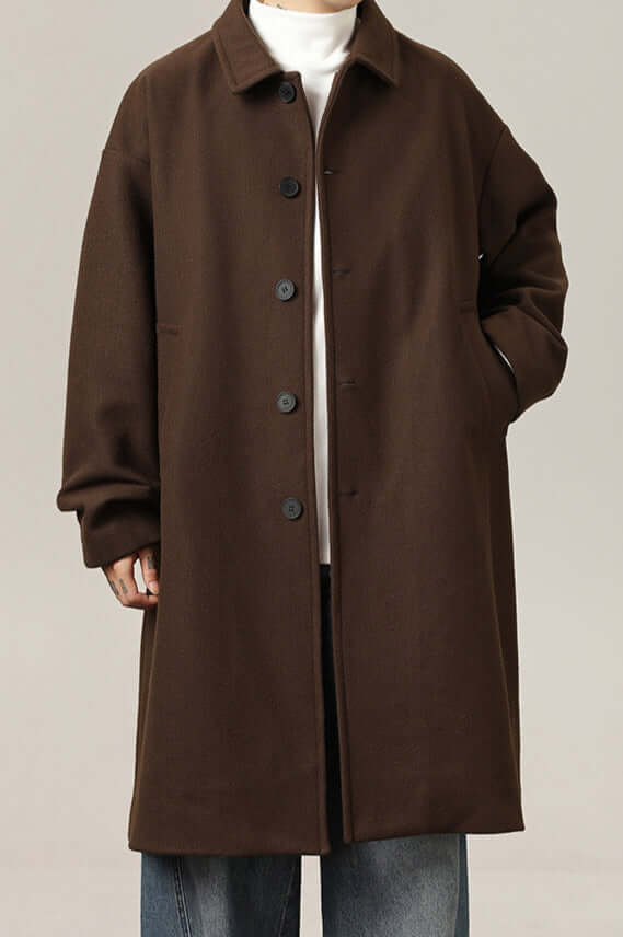 Men's Wool Overcoat Classic Oversized Warm Beige - Fashinoza