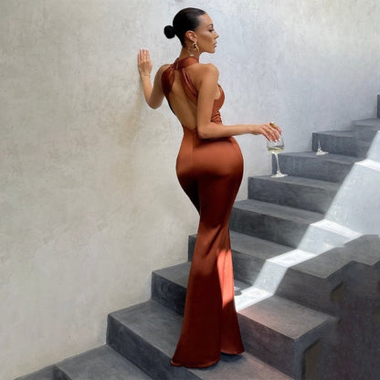Women's Maxi Dress Asymmetrical Neckline