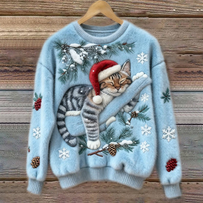 Women's Graphic Sweater 3D Kitten Design