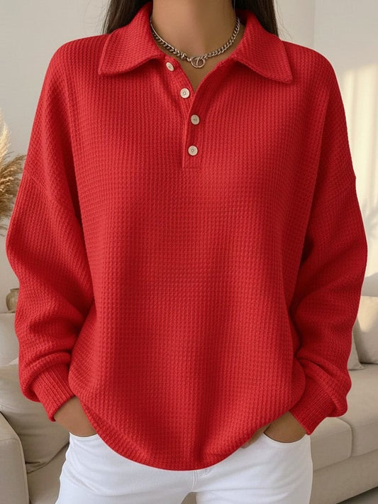 Textured Polo Sweater - Fashinoza