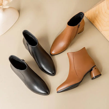 Women's Ankle Boots Block Heel Rounded Toe