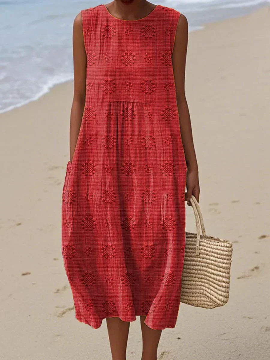 Women's Round Neck Textured Dress