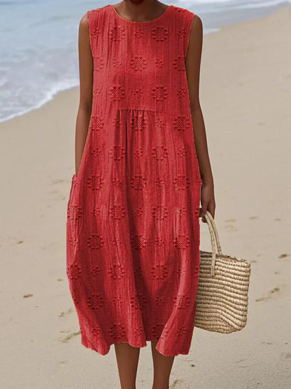 Women's Round Neck Textured Dress