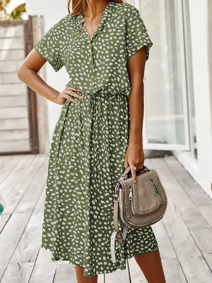 Women's Casual Short Sleeve Tie Waist Dress