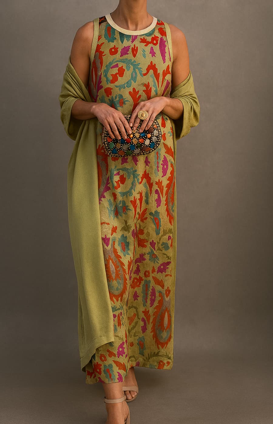Women's Long Dress And Coat Set - Fashinoza
