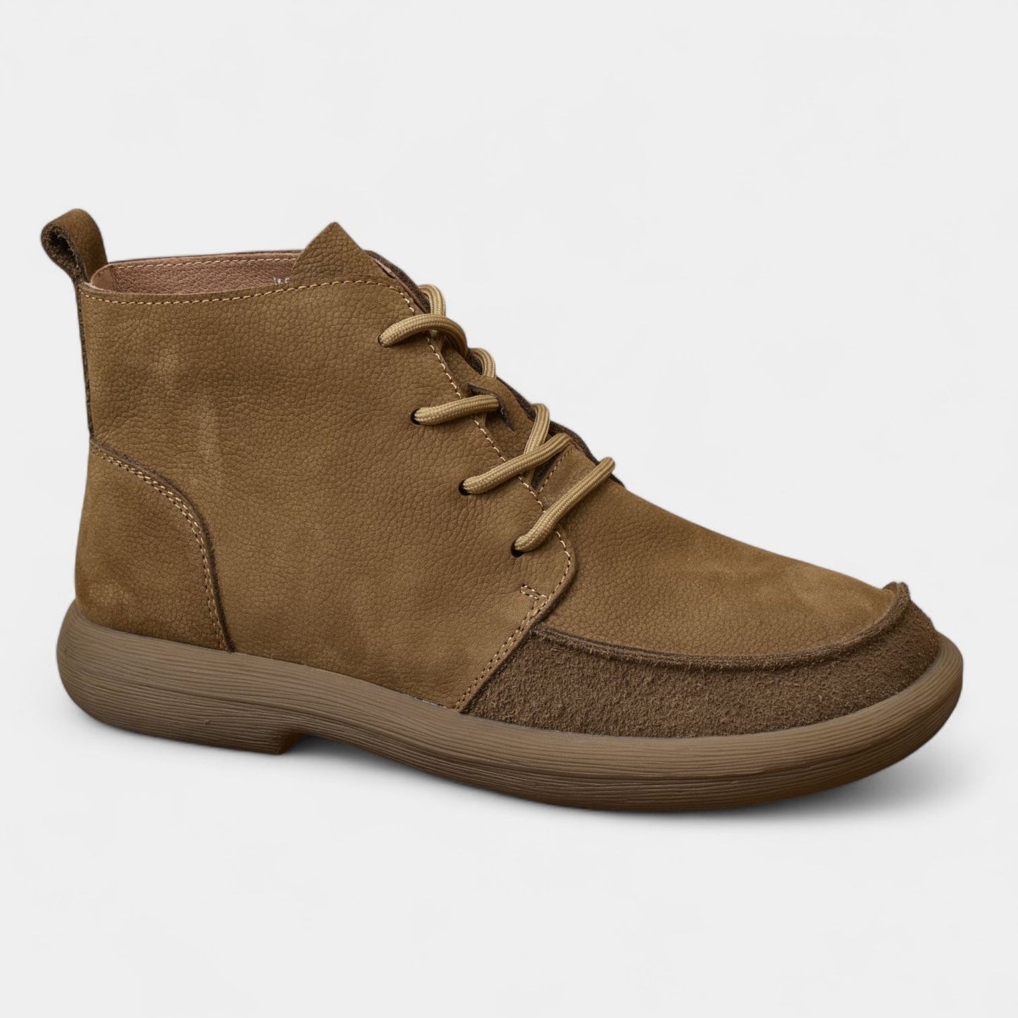 Men's Genuine Leather Barefoot Ankle Boots Wide Toe Box Flat Sole Lace-Up Shoes