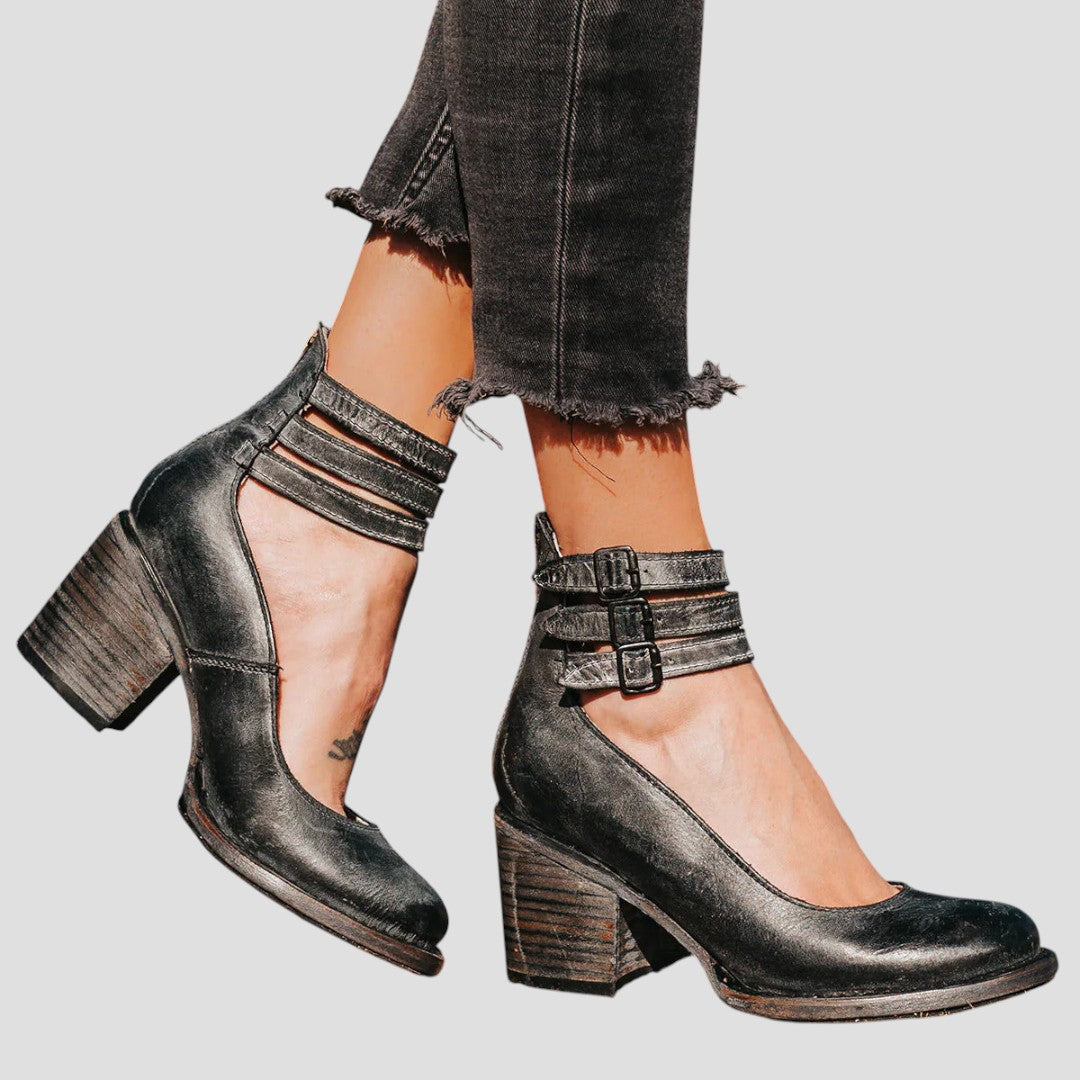 Women's Ankle Strap Block Heels - Fashinoza