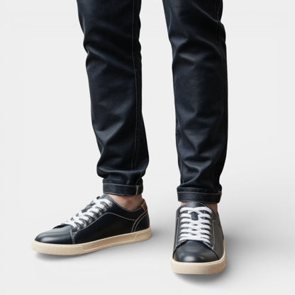 Men's Vegan Leather Sneakers Casual Low Top Walking Lace-Up Shoes