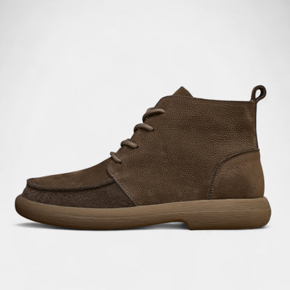 Men's Genuine Leather Barefoot Ankle Boots Wide Toe Box Flat Sole Lace-Up Shoes