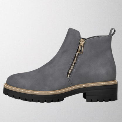Women's Boots Side Zipper Rounded Toe