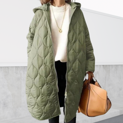 Women's Long Puffer Coat Zip Up