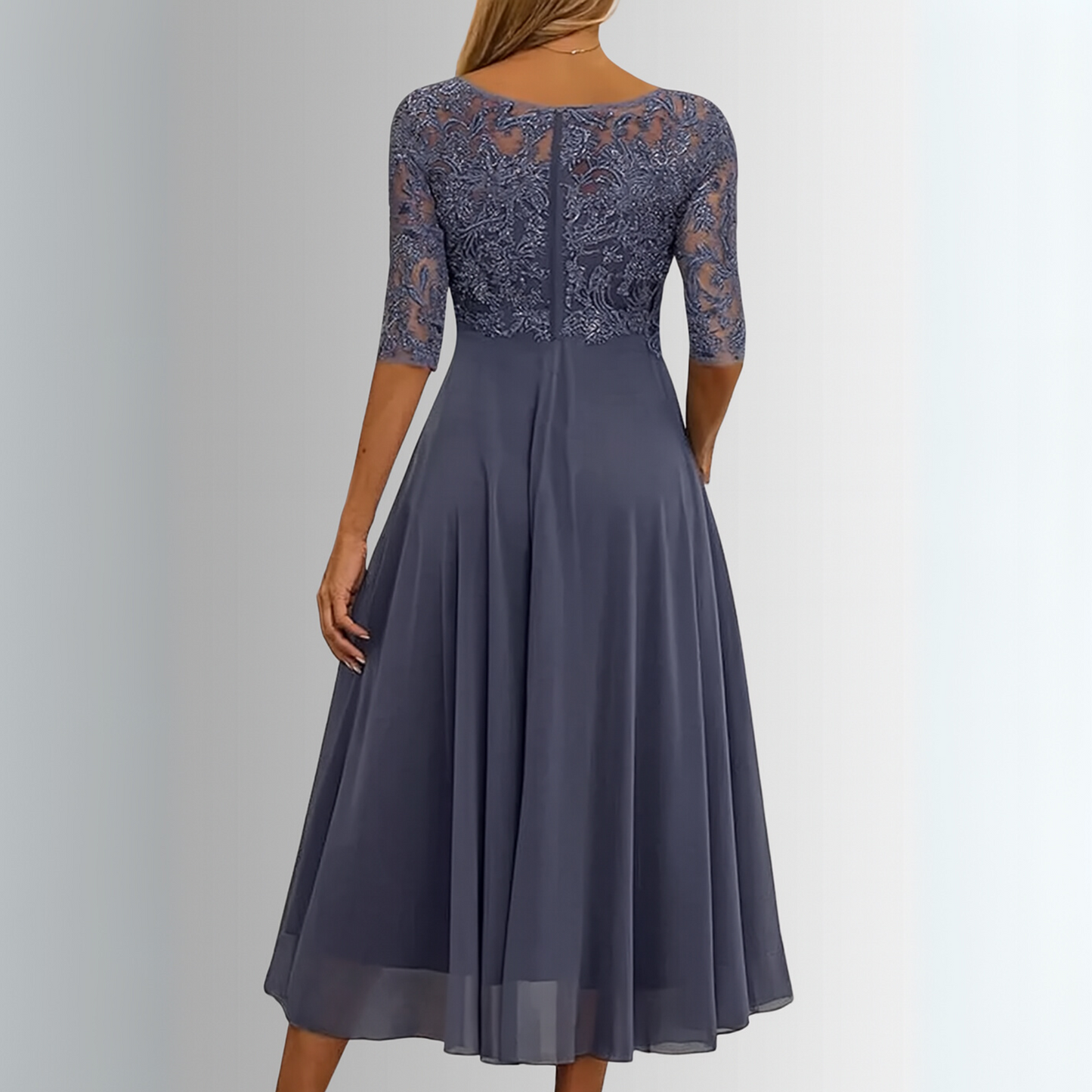 Women's Sheer Midi Dress Half Sleeve