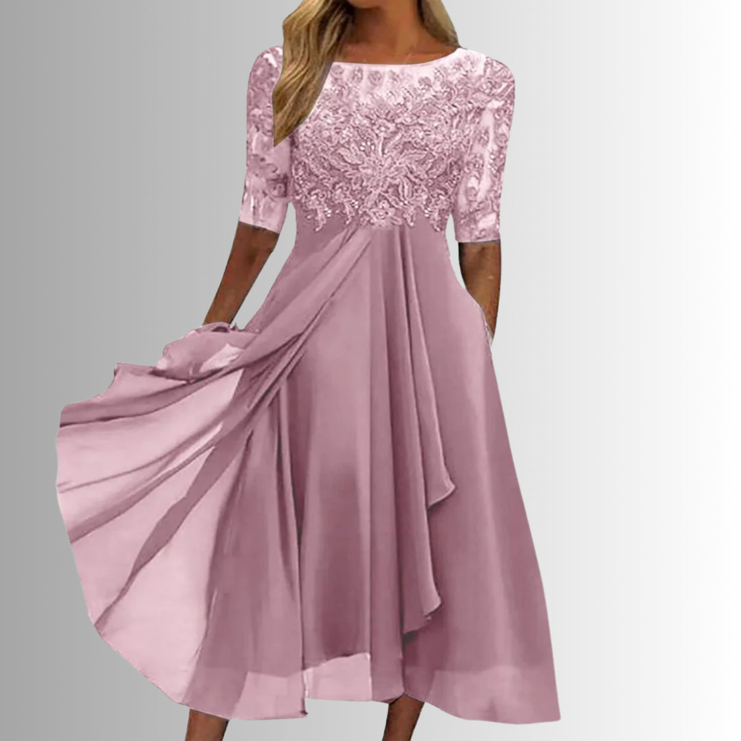 Women's Sheer Midi Dress Half Sleeve