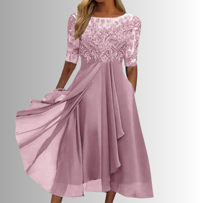 Women's Sheer Midi Dress Half Sleeve