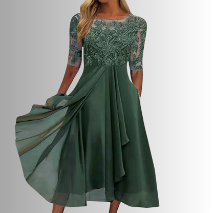 Women's Lace Midi Dress Flowy Skirt