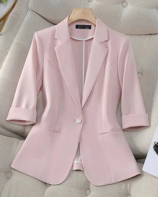 Women's Fitted Blazer 3/4 Sleeve - Fashinoza