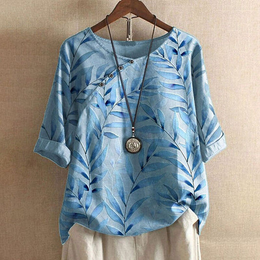 Women's Floral Blouse 3/4 Sleeve - Fashinoza