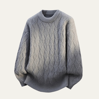 Men's Soft Knitted Sweater O Neck Warm Beige