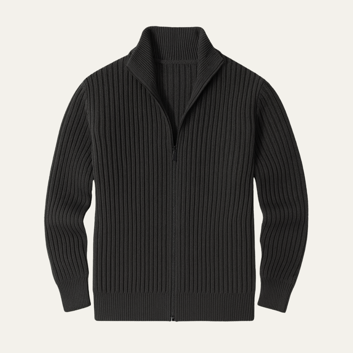 Men's Ribbed Knitted Cardigan Zip Up - Fashinoza