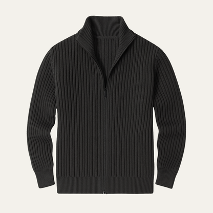 Men's Ribbed Knitted Cardigan Zip Up - Fashinoza
