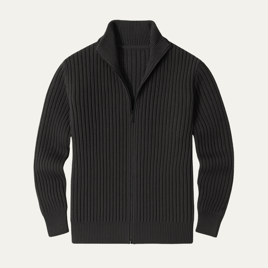 Men's Ribbed Knitted Cardigan Zip Up - Fashinoza