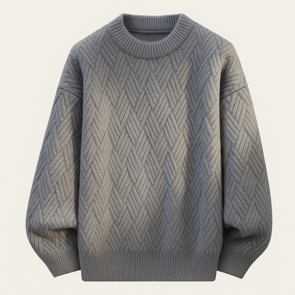 Men's Soft Knitted Sweater O Neck Warm Beige - Fashinoza