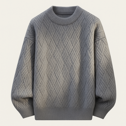 Men's Soft Knitted Sweater O Neck Warm Beige - Fashinoza