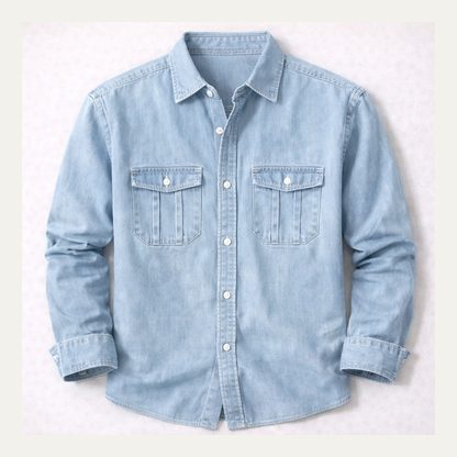 Men's Classic Denim Button Down Shirt - Fashinoza