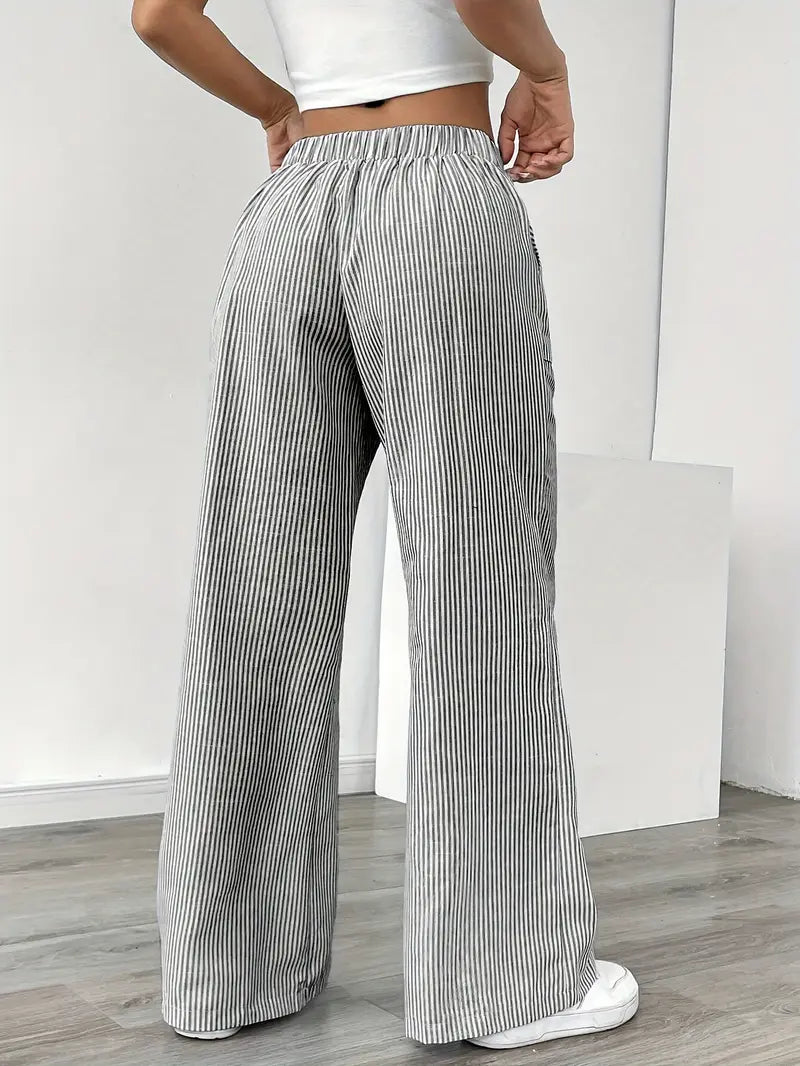 Relaxed Wide-Leg Stripe Trousers