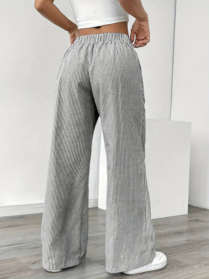 Relaxed Wide-Leg Stripe Trousers
