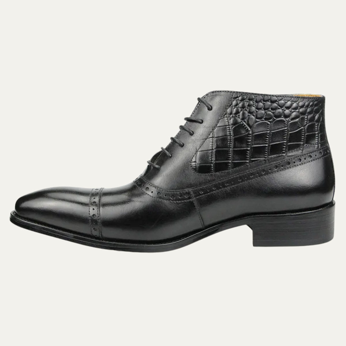 Men's Leather Ankle Boots Pointed Toe Black