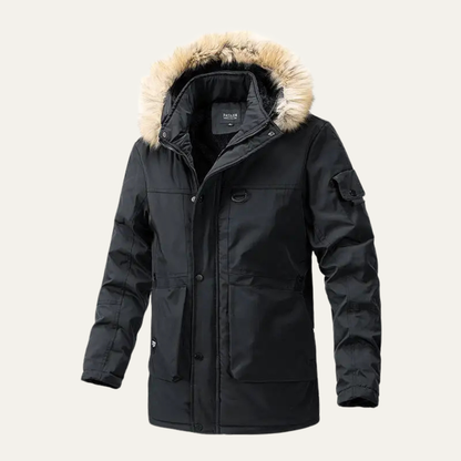 Men's Hooded Padded Cotton Jacket Fur Collar