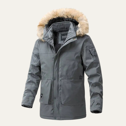Men's Hooded Padded Cotton Jacket Fur Collar