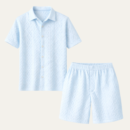 Men's Summer Shirt And Shorts Set Textured - Fashinoza
