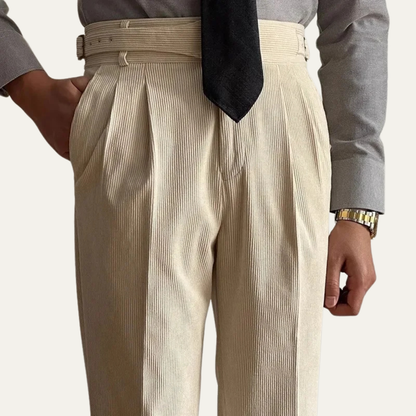 Men's Retro High Waist Pleated Pants