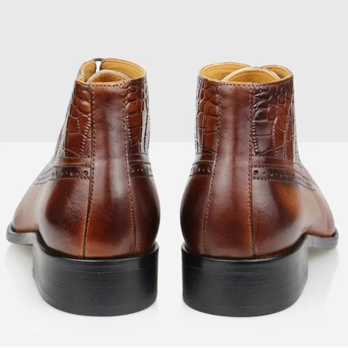 Men's Leather Ankle Boots Pointed Toe Black