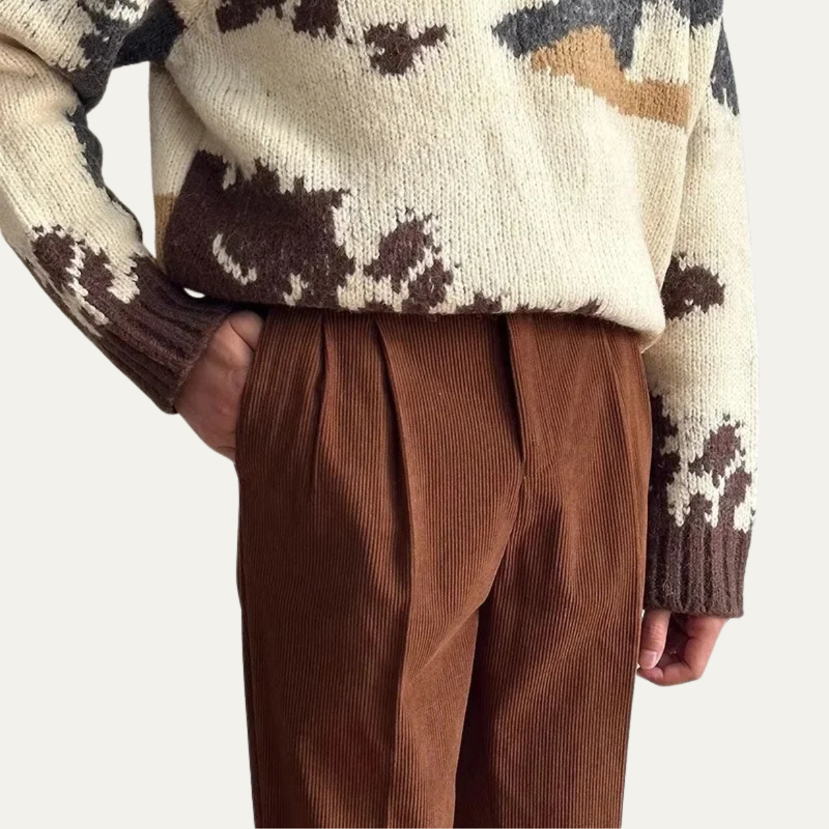 Men's Retro High Waist Pleated Pants