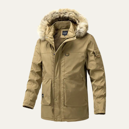 Men's Hooded Padded Cotton Jacket Fur Collar