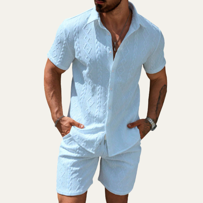 Men's Knitted Summer Set Shirt And Shorts