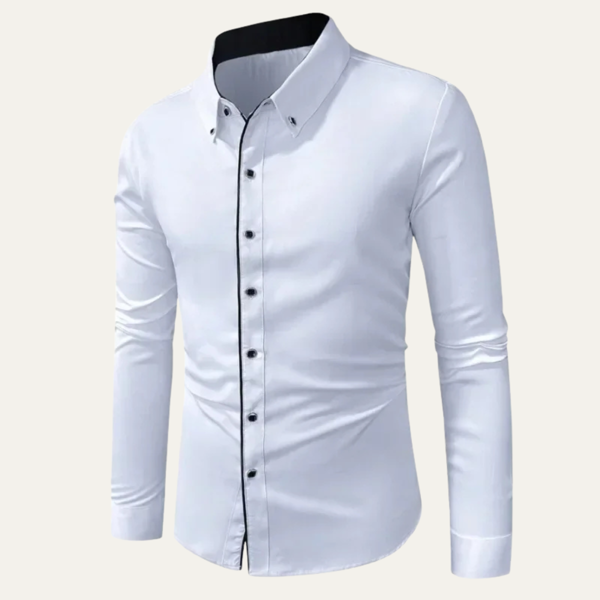 Men's Slim Fit White Dress Shirt Long Sleeve Cotton