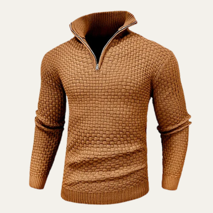 Women's Knitted Half Zip Sweater Warm Winter Beige