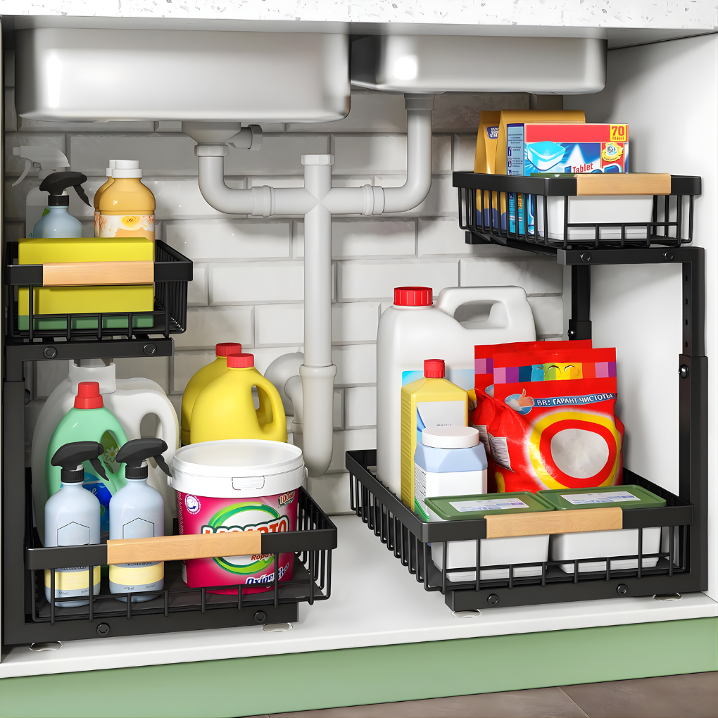 Under Sink Sliding Tray Organizer - Fashinoza