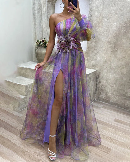 Women's Maxi Dress One-Shoulder Neckline